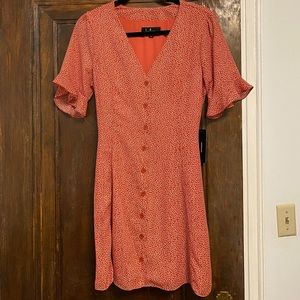 Lulus red print button down dress